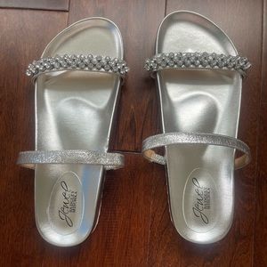 Jewel by Badgley Mischka Crystal Slide, silver, 8M